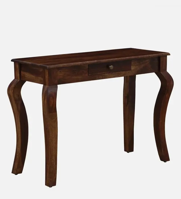 Vintage Teak Wood Console Table With Curved Legs, view 2