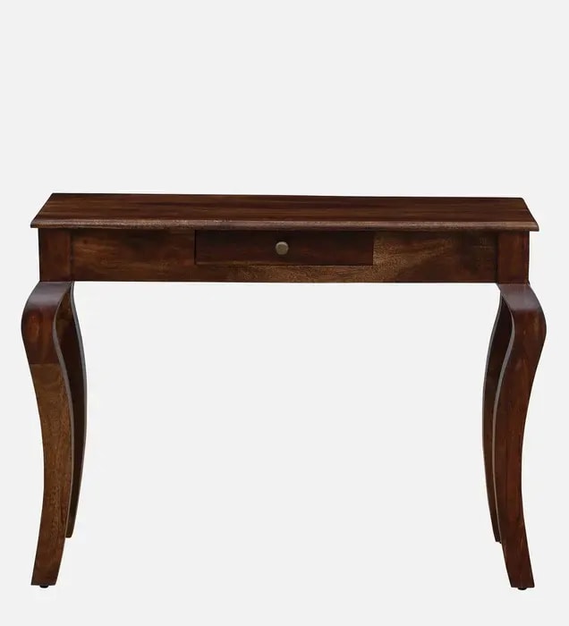 Vintage Teak Wood Console Table With Curved Legs, view 3