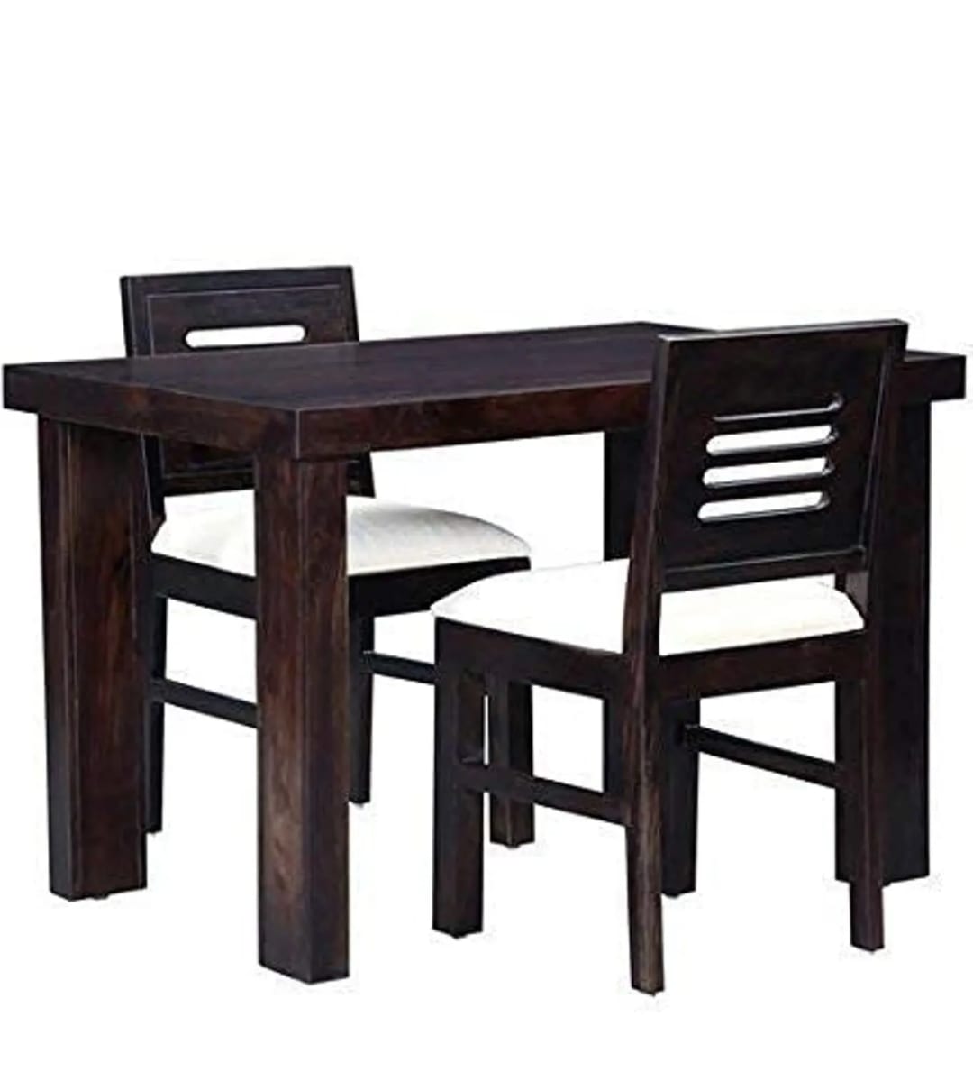 Warm Chestnut Finish Handmade Teak Wood 2 Seater Rectangular Dining Table Set, view 4
