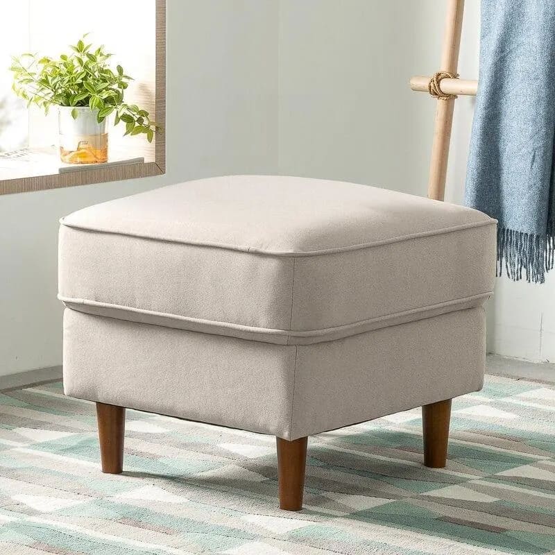 Wide Soft Upholstery Square Standard Ottoman for Living Room