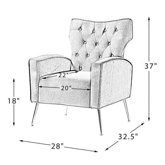 Wooden Square Arm Loveseat Wing Back Chair Set 2+1+1 with Metal Legs ( Green ), view 8