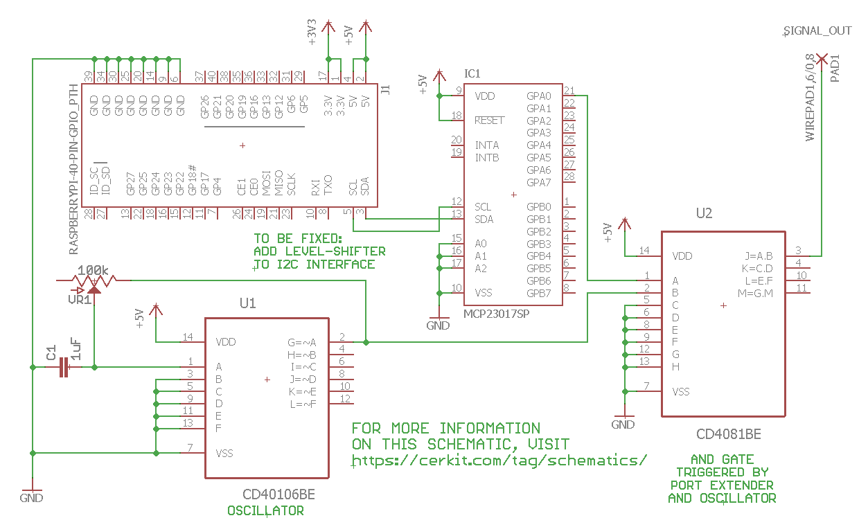Schematic of a Gated Oscillator with MCP23017