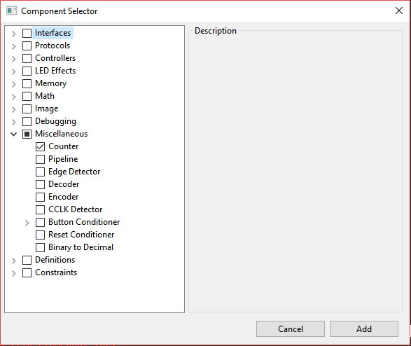 Add component dialog in Mojo IDE