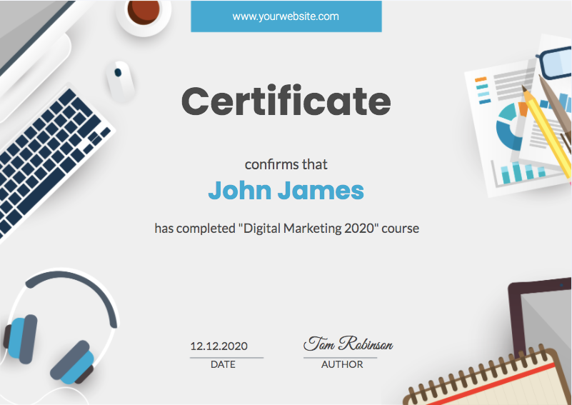 Modern template for course certificates Modern template for course certificates