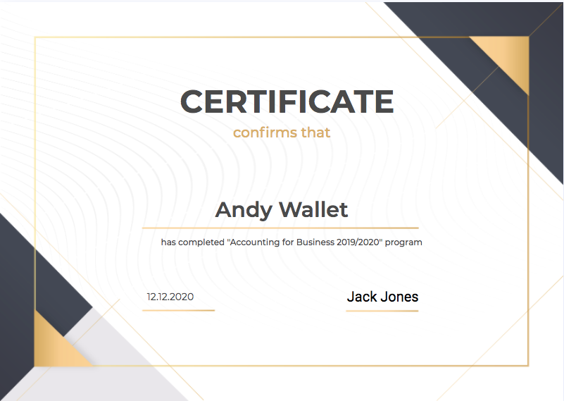 Classic templates for course certificates Classic templates for course certificates