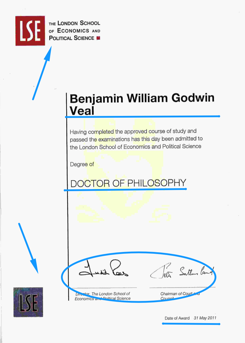 LSE Certificate LSE Certificate