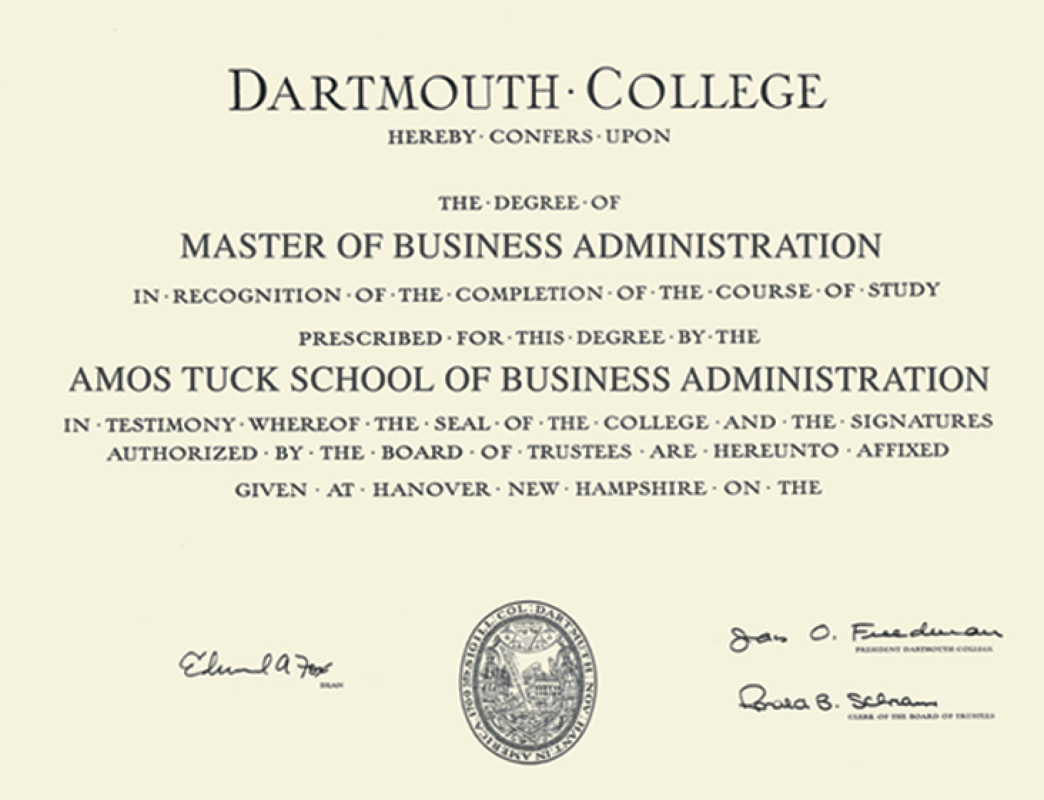 Dartmouth uni Certificate Dartmouth uni Certificate