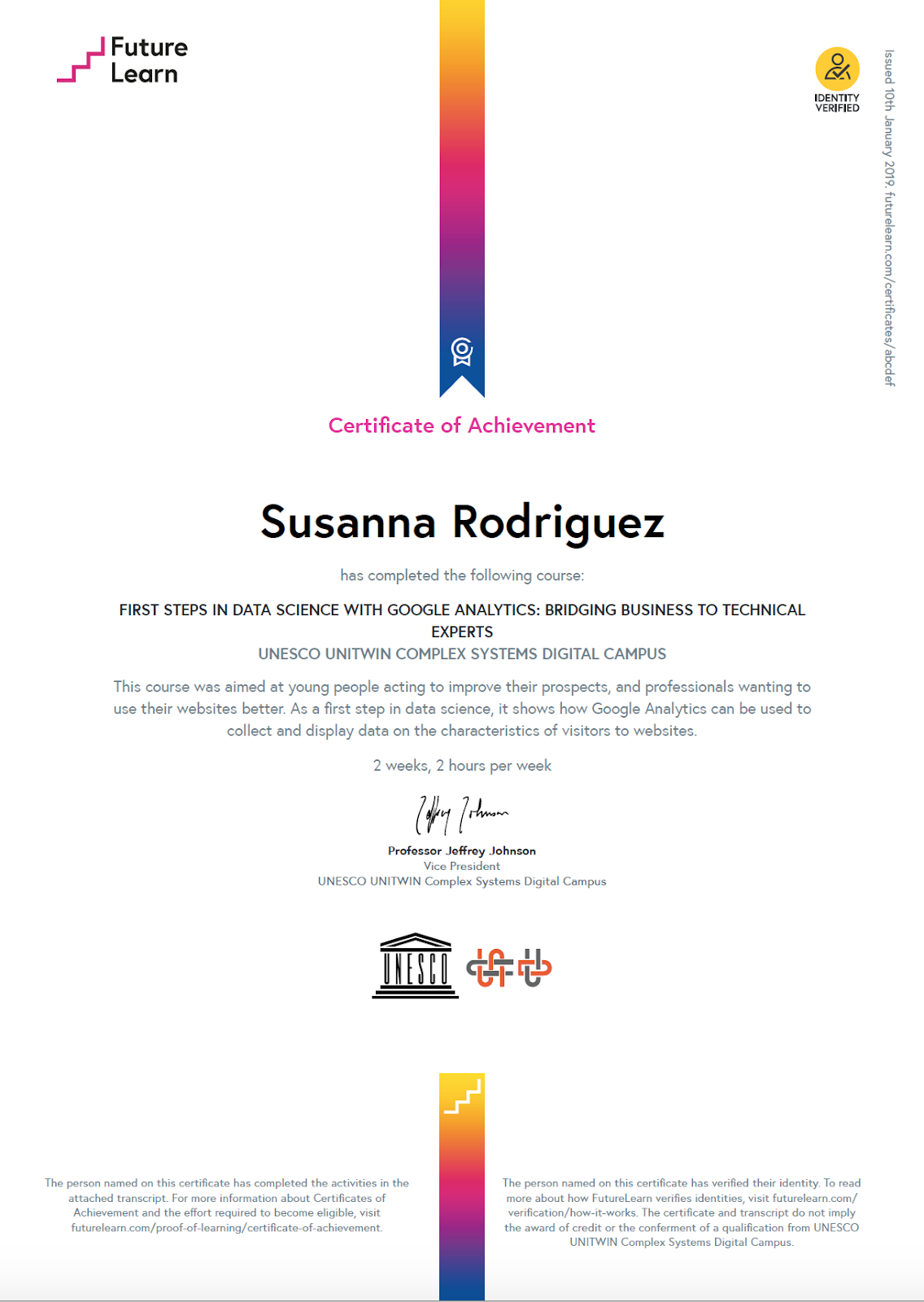 FutureLearn certificate FutureLearn certificate