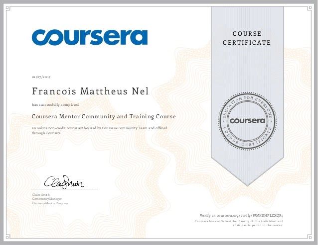 Coursera cource certificate Coursera cource certificate