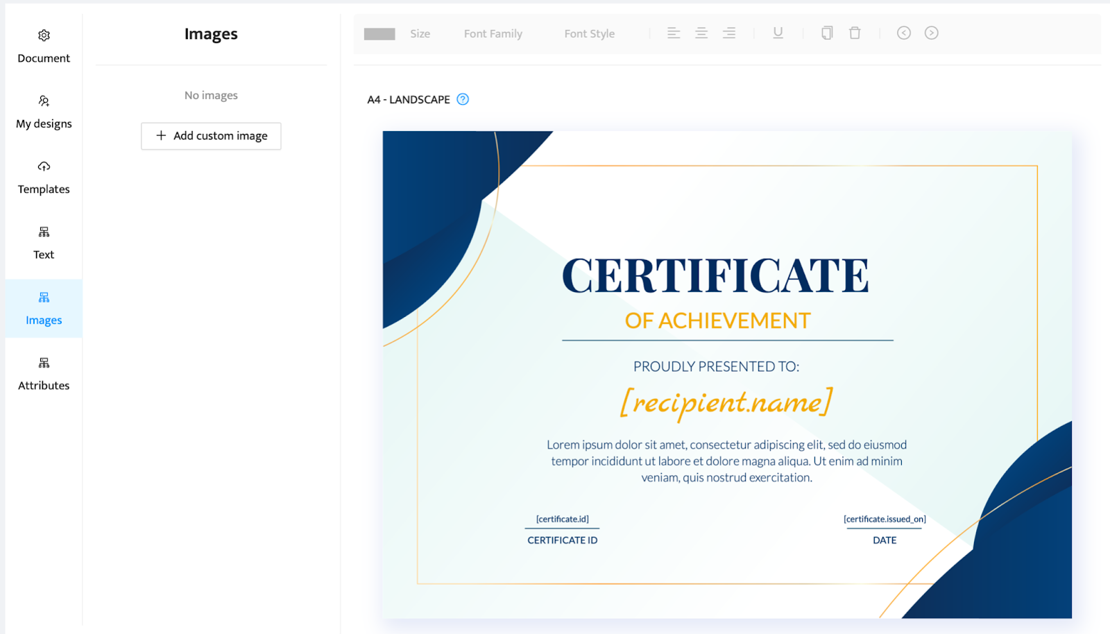 Certificate with custom images Certificate with custom images