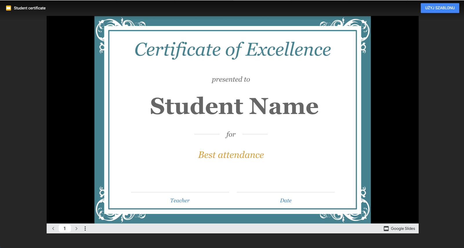 Google Slide Certificate template Google Slide Certificate template