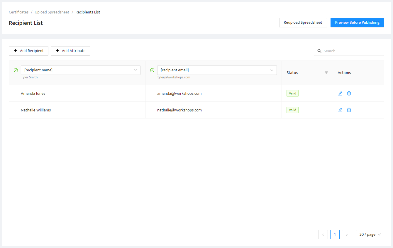 Certifier dynamic attributes setting. Certifier dynamic attributes setting.