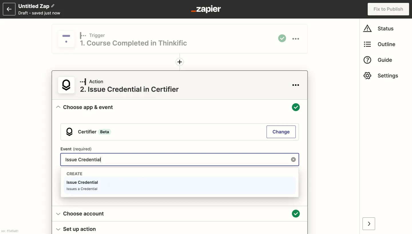 Thinkific issue credential Thinkific issue credential