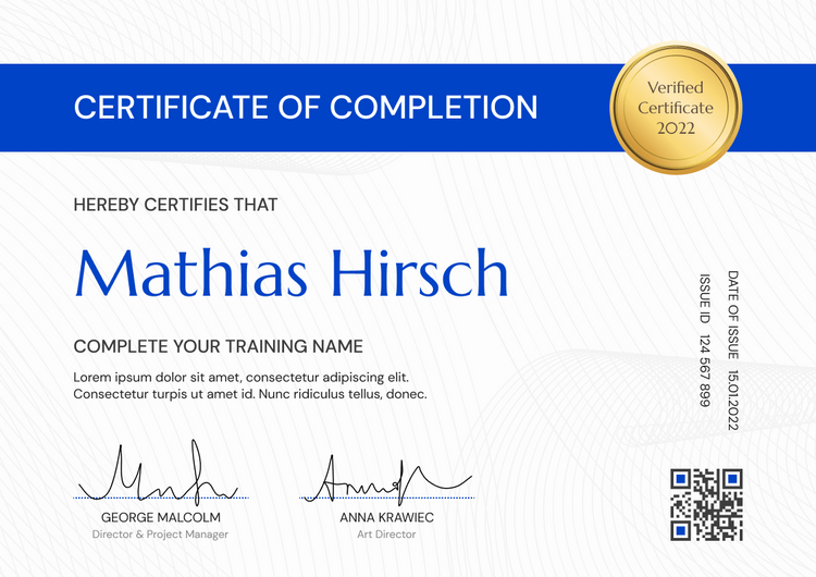Formal and modern webinar certificate template