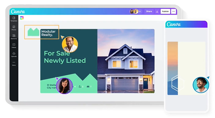 Canva interface. Canva interface.
