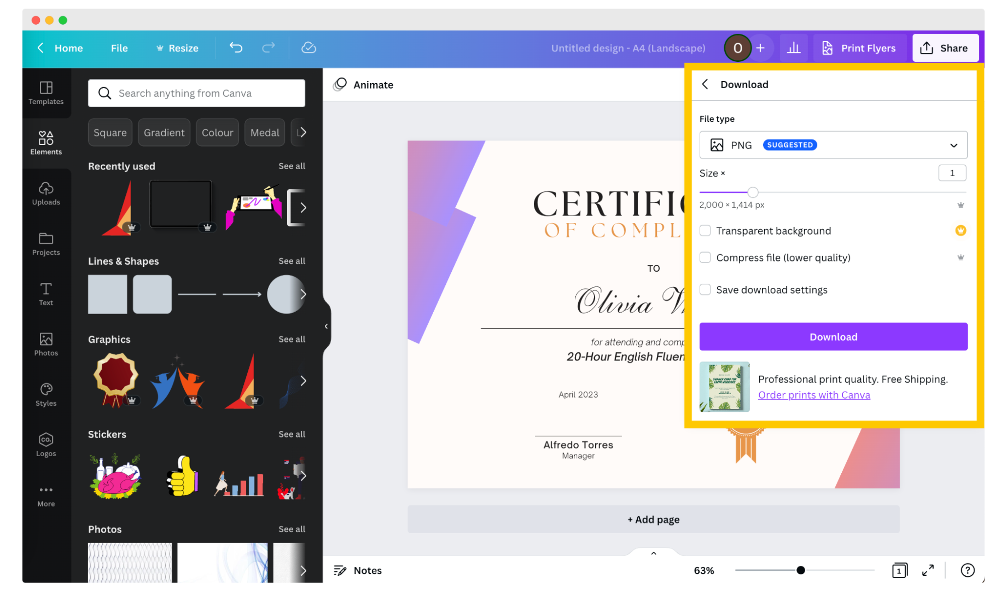 Downloading Canva certificate. Downloading Canva certificate.