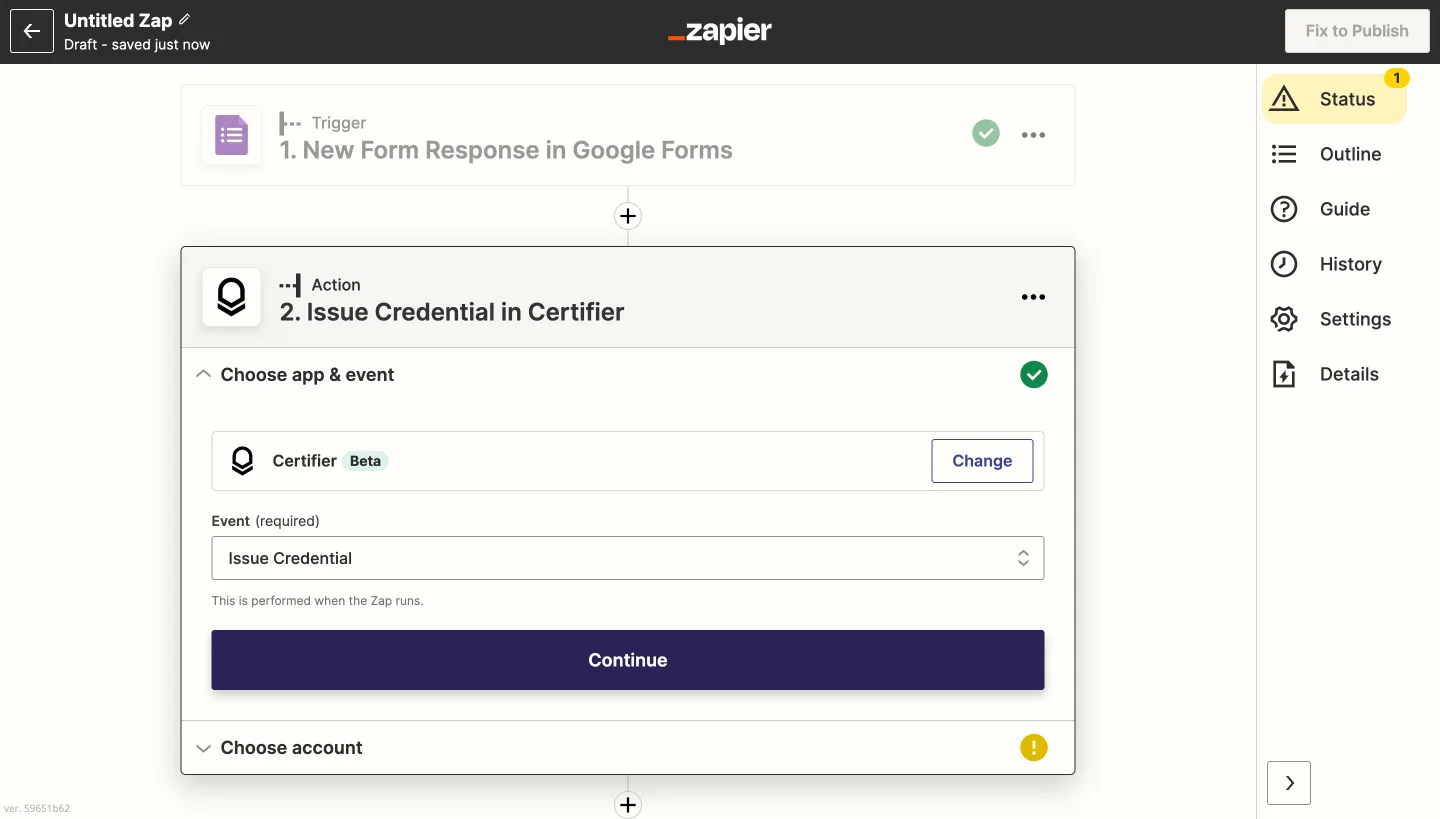 #6 Certifier - Move on to setting up an action #6 Certifier - Move on to setting up an action
