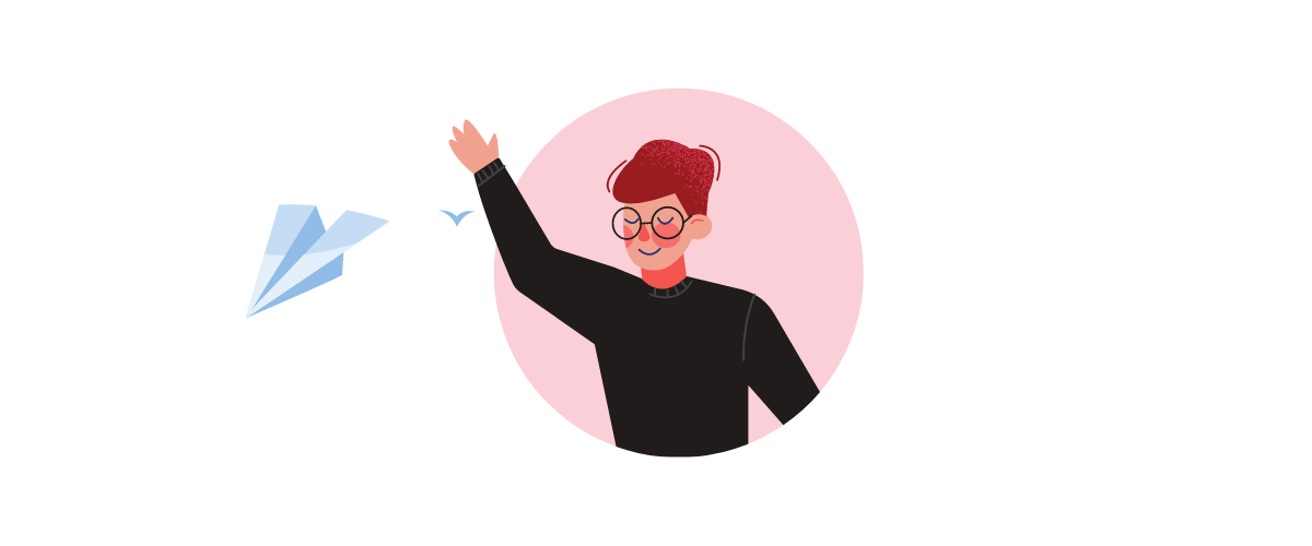 Graphic of a boy who throws of a paper airplane. Graphic of a boy who throws of a paper airplane.