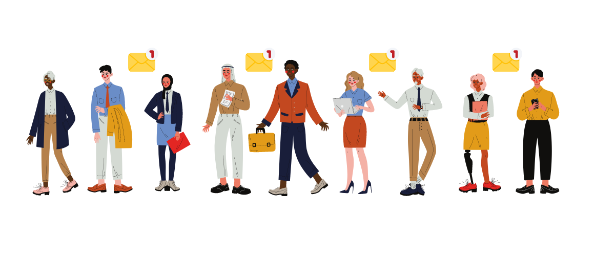 Graphic illustrating the group of certificate email recipients. Graphic illustrating the group of certificate email recipients.