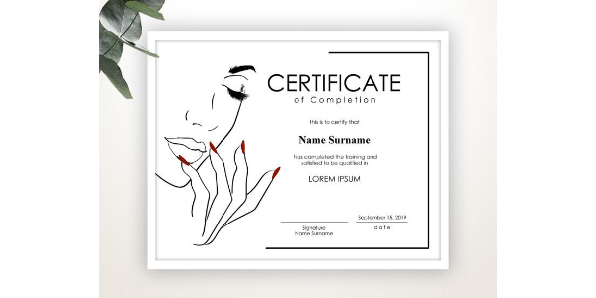 Fancy certificate template with a girl with red nails. Fancy certificate template with a girl with red nails.