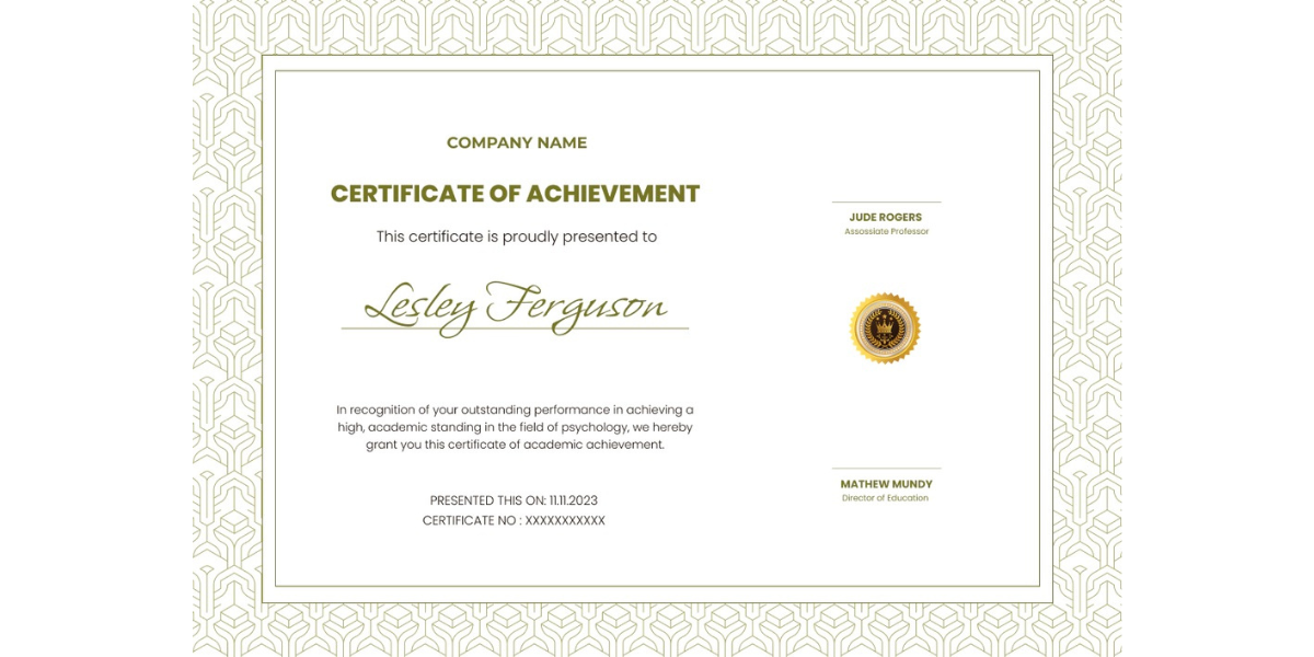 Formal certificate template. Formal certificate template.