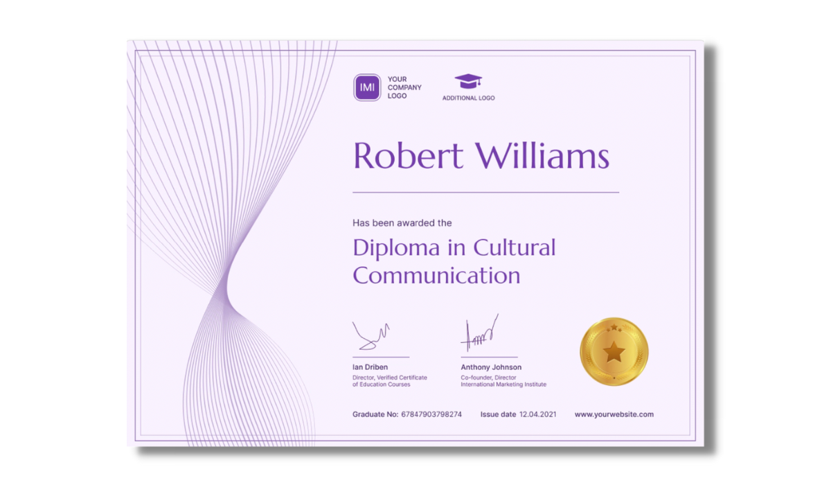 Violet certificate template with abstract element from Certifier free certificate templates library. Violet certificate template with abstract element from Certifier free certificate templates library.
