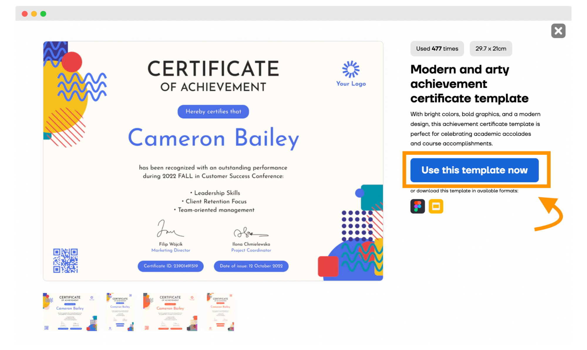 The instruction showing how to download a certificate template from Certifier free certificate templates library. The instruction showing how to download a certificate template from Certifier free certificate templates library.