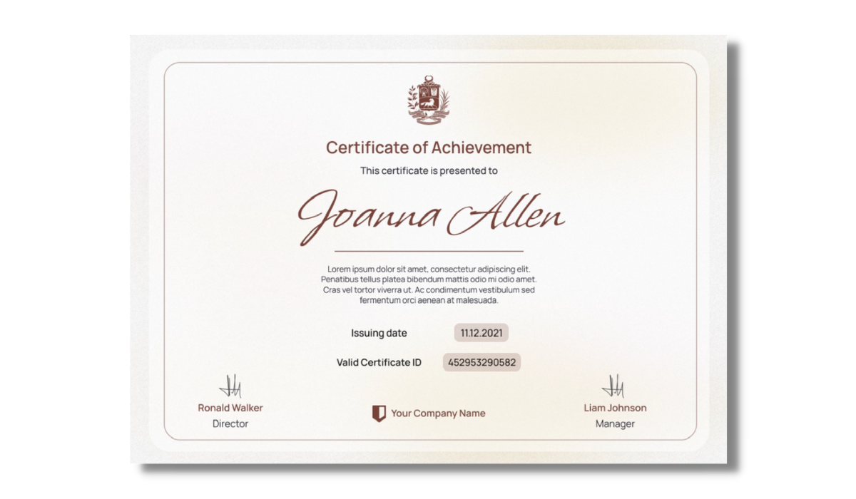 Classic certificate of achievement template from Certifier free certificate templates library. Classic certificate of achievement template from Certifier free certificate templates library.