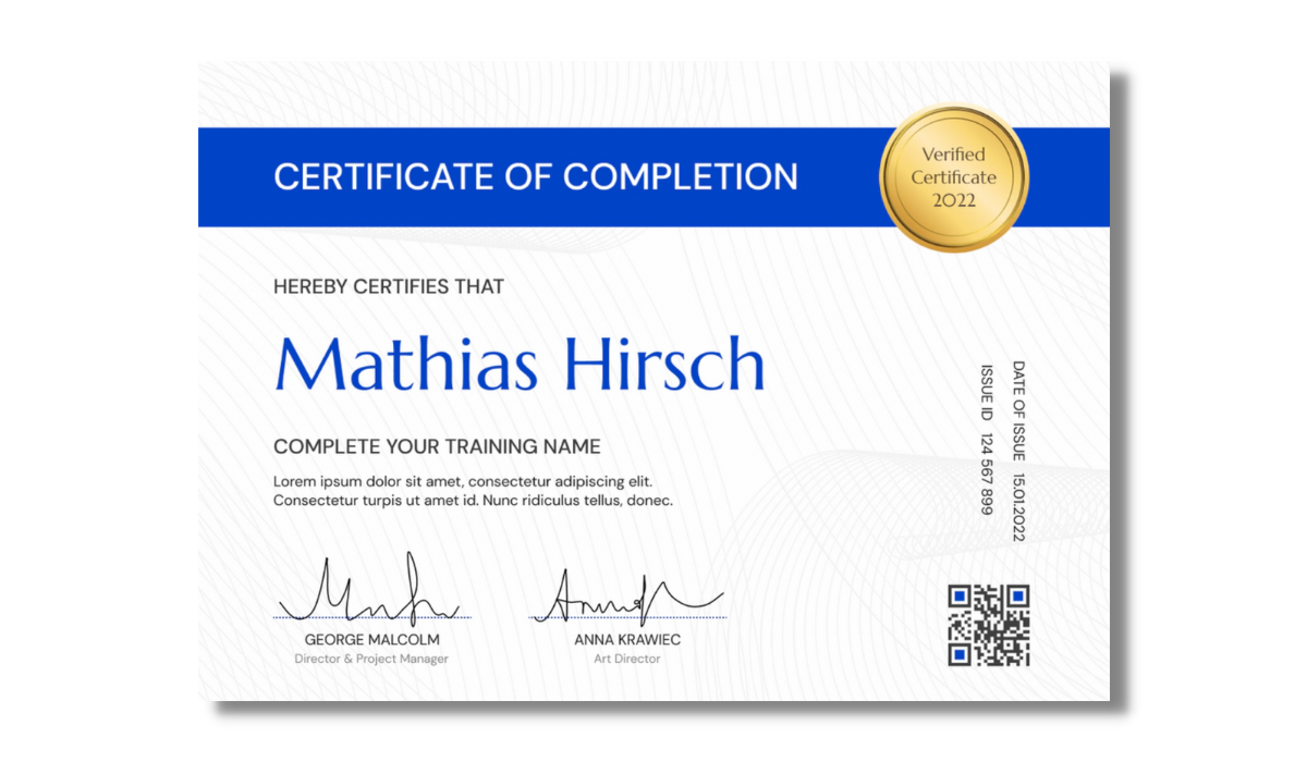 Official and formal certificate of completions template blue with golden element. Official and formal certificate of completions template blue with golden element.