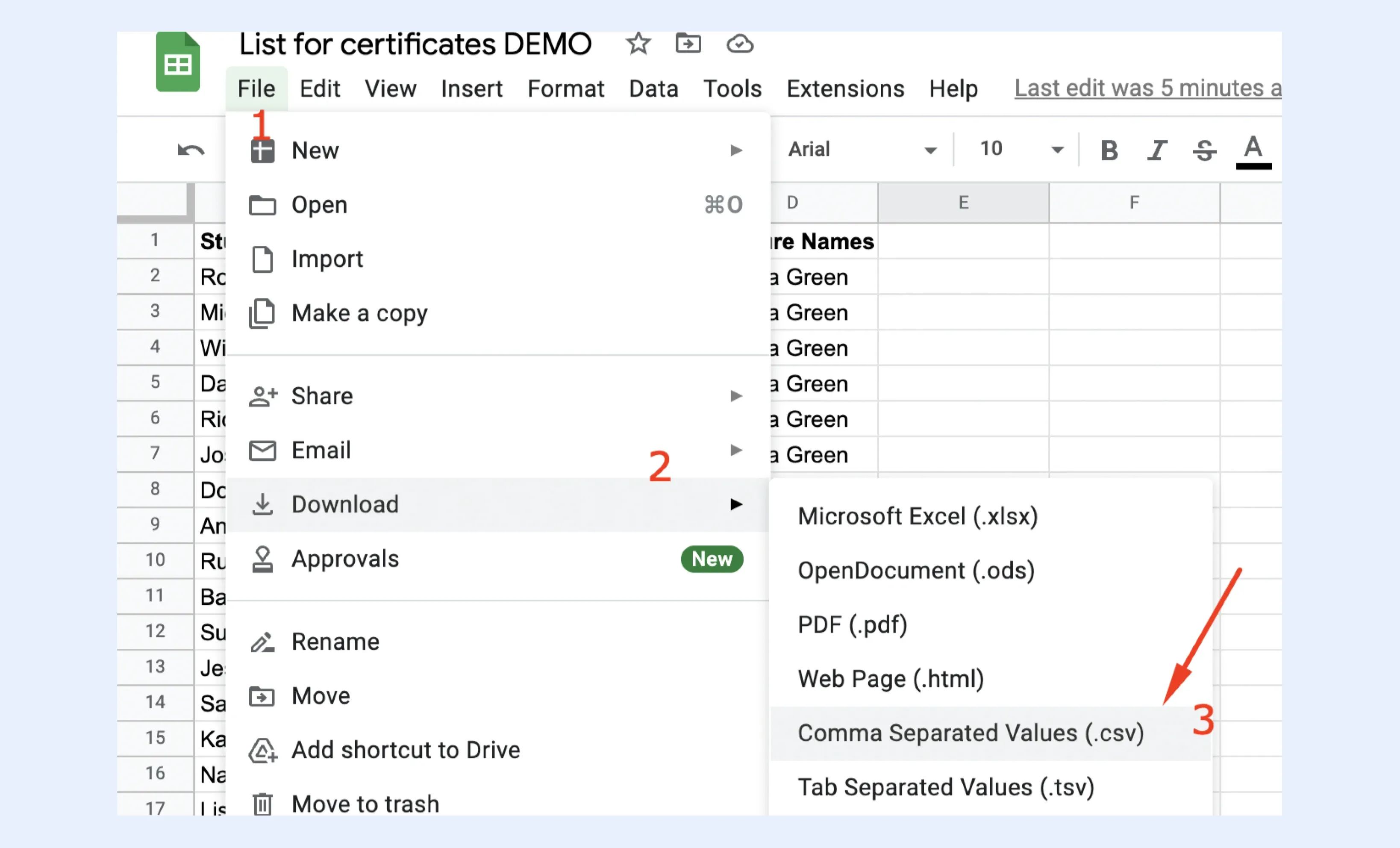 Certifier download CSV with students for certificates Certifier download CSV with students for certificates