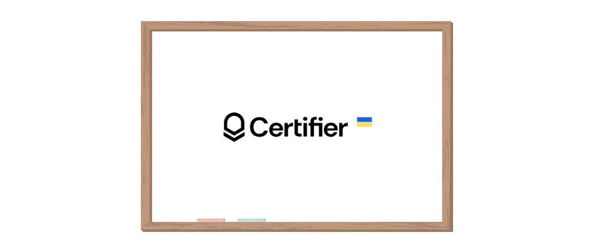 Certifier logo on a board as a tool for online test certificates for teachers. Certifier logo on a board as a tool for online test certificates for teachers.