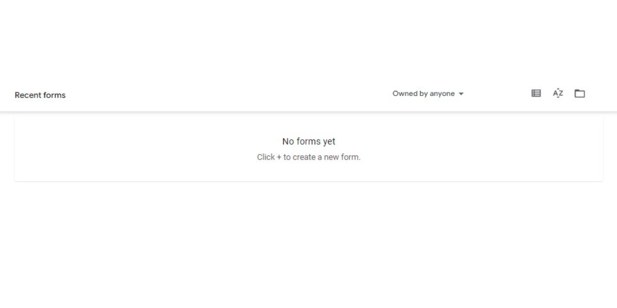 Creating a new Google Form.