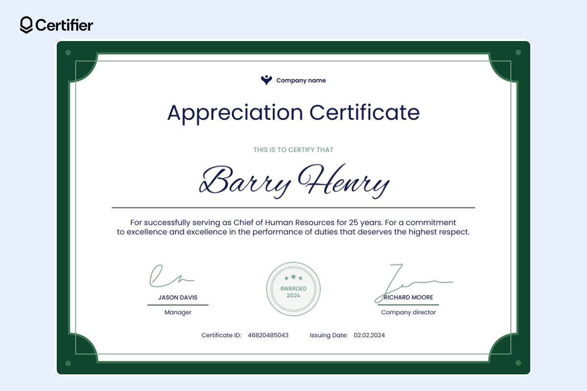 certificate of appreciation word template