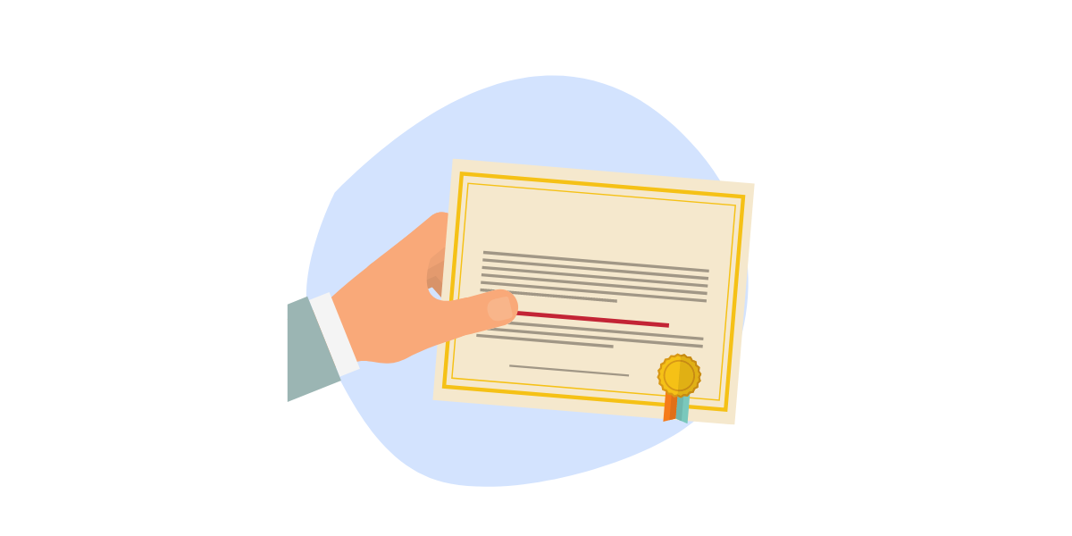 A hand that is holding a certificate. A hand that is holding a certificate.