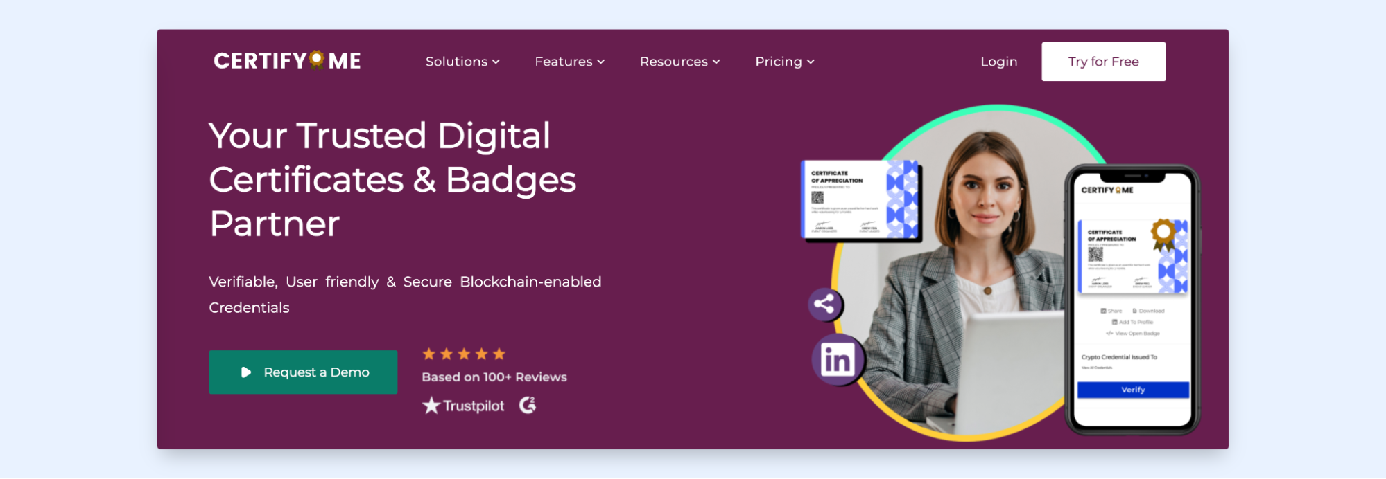 CertifyMe as one of the best digital certificates maker to reward students and employees.