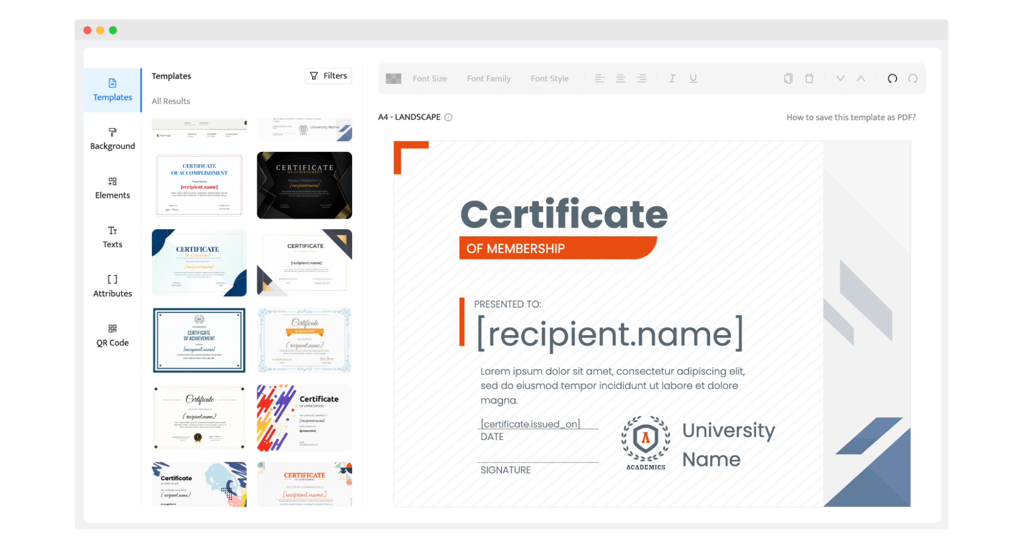 Certifier dashboard while creating membership certificates. Certifier dashboard while creating membership certificates.