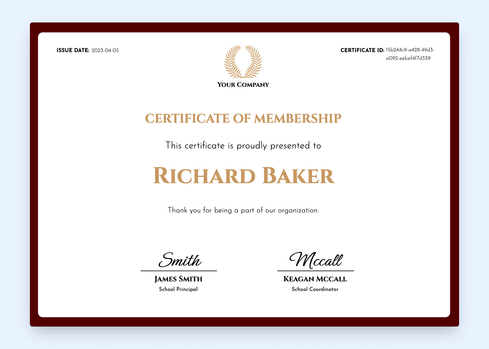 Minimalistic certificate of membership template. Minimalistic certificate of membership template.