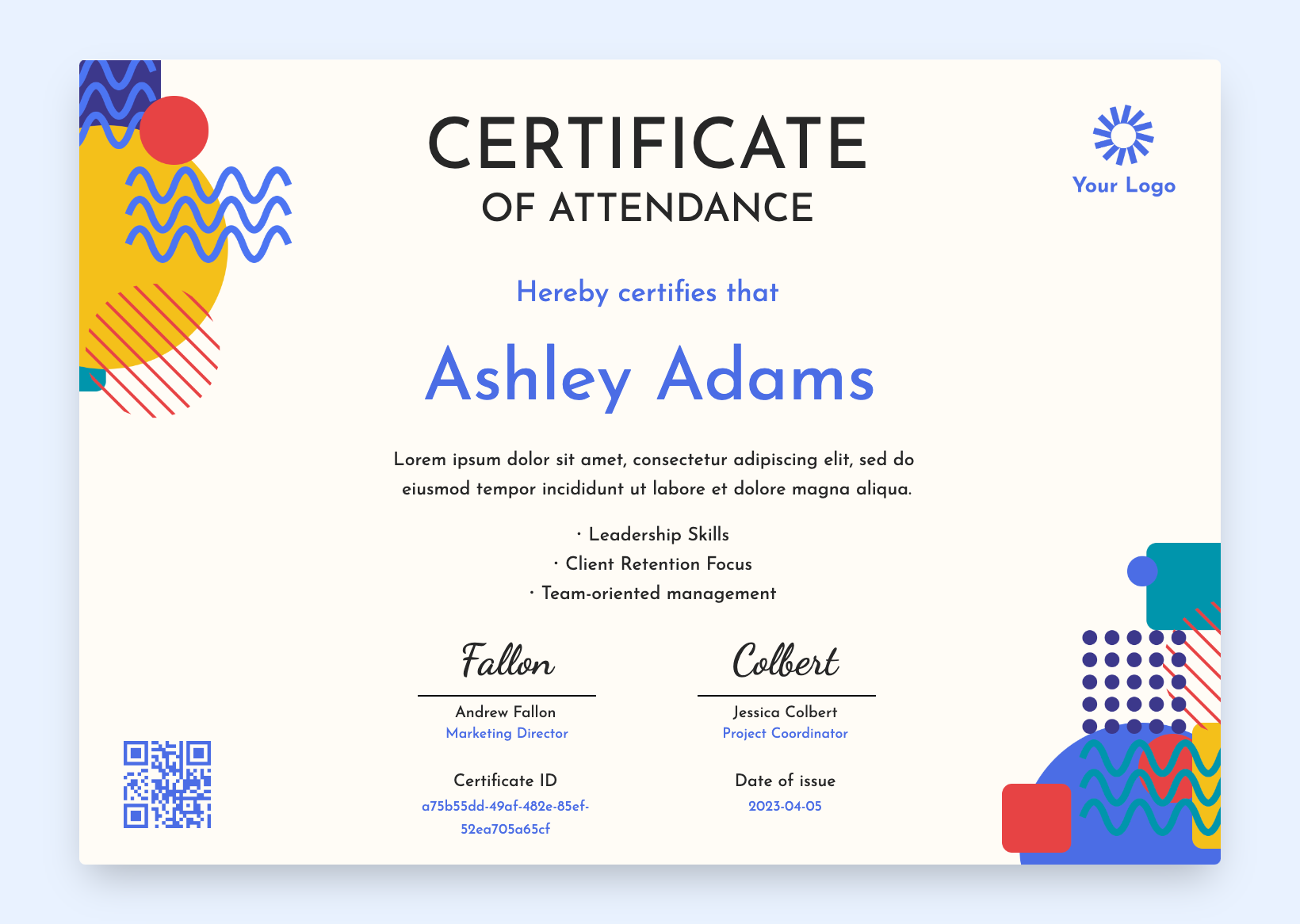 attendance award certificate templates