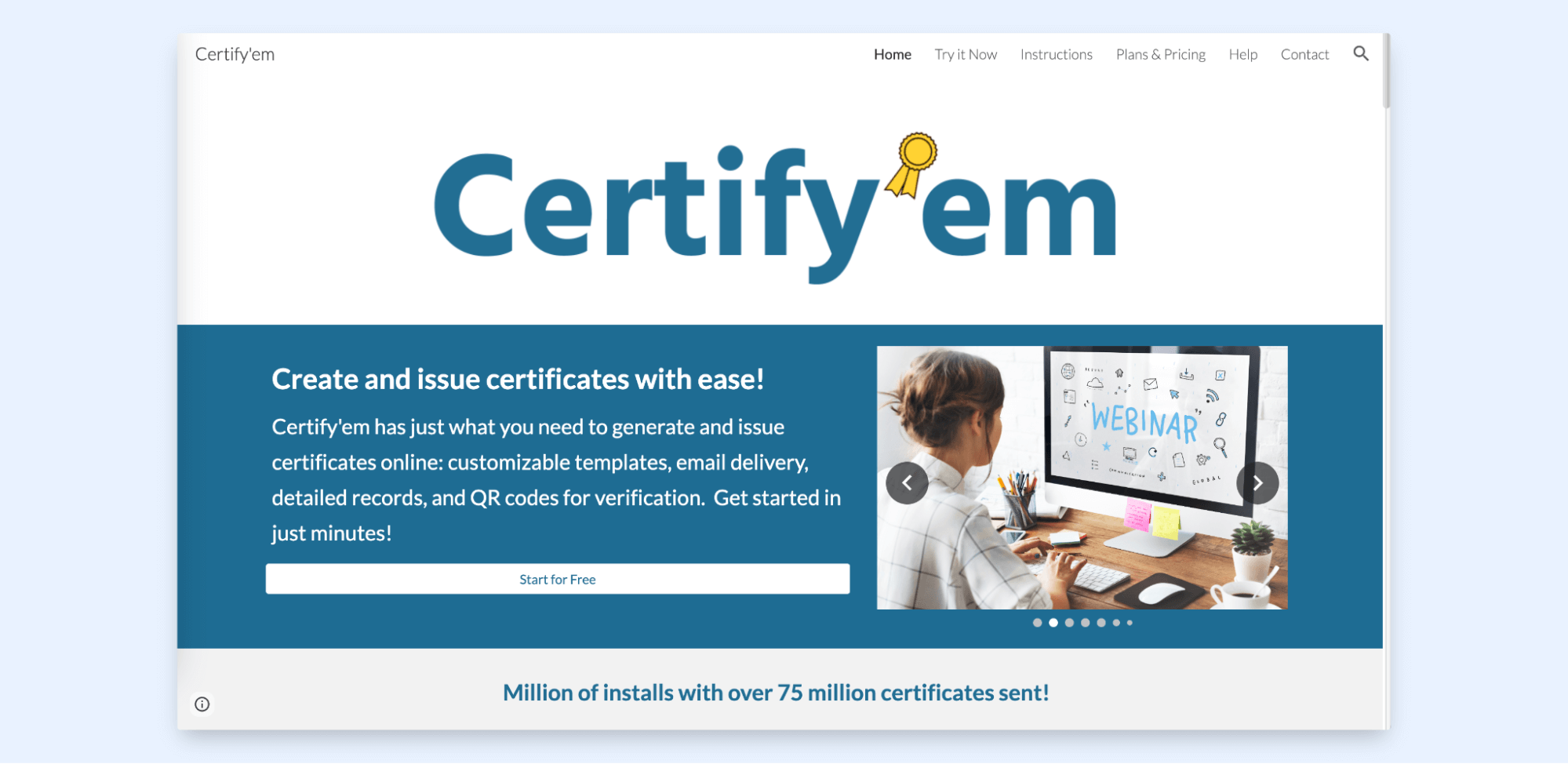 Certify'em simple certificate maker website. Certify'em simple certificate maker website.