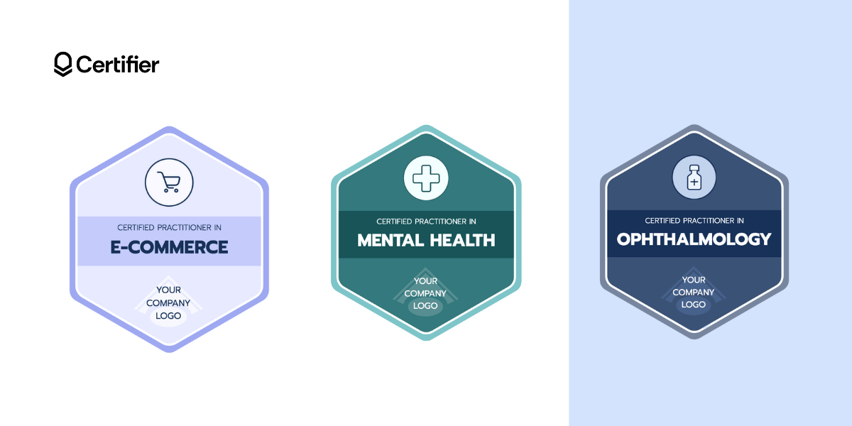 Hexagon badge templates from the Certifier templates library. Hexagon badge templates from the Certifier templates library.
