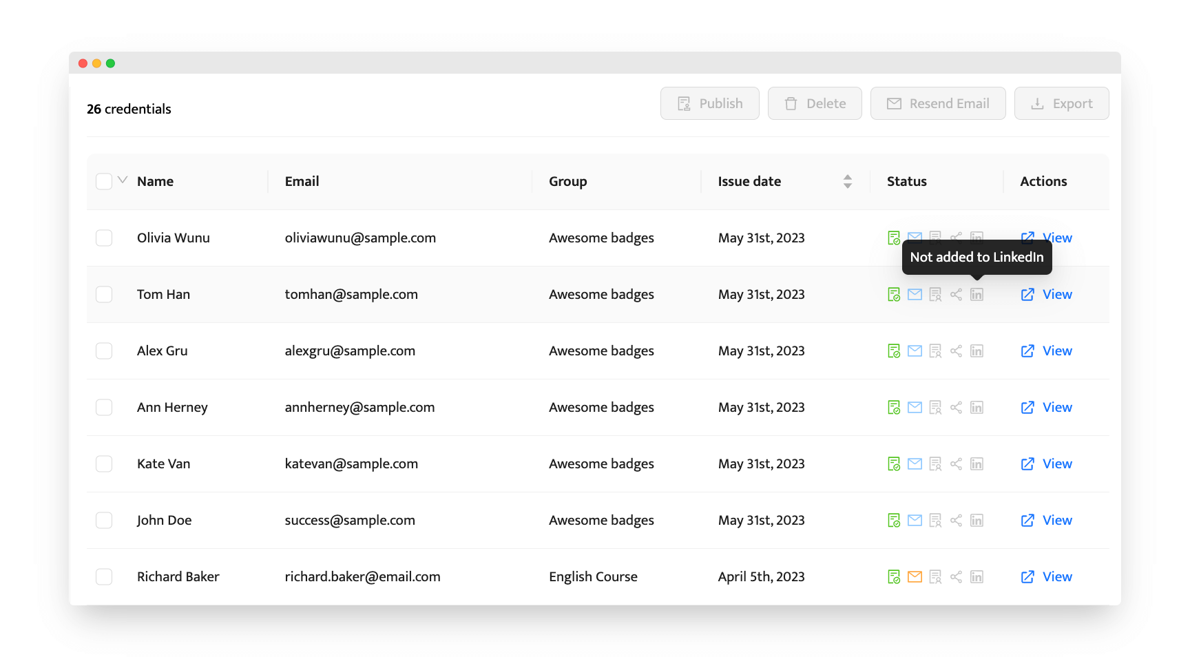 Checking badge status on Certifier dashboard. Checking badge status on Certifier dashboard.
