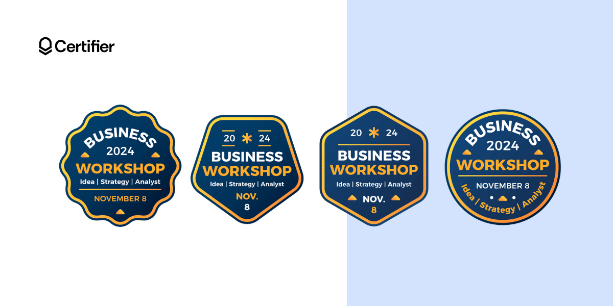 Business workshop badge idea templates with blue and gold elements from freepik. Business workshop badge idea templates with blue and gold elements from freepik.