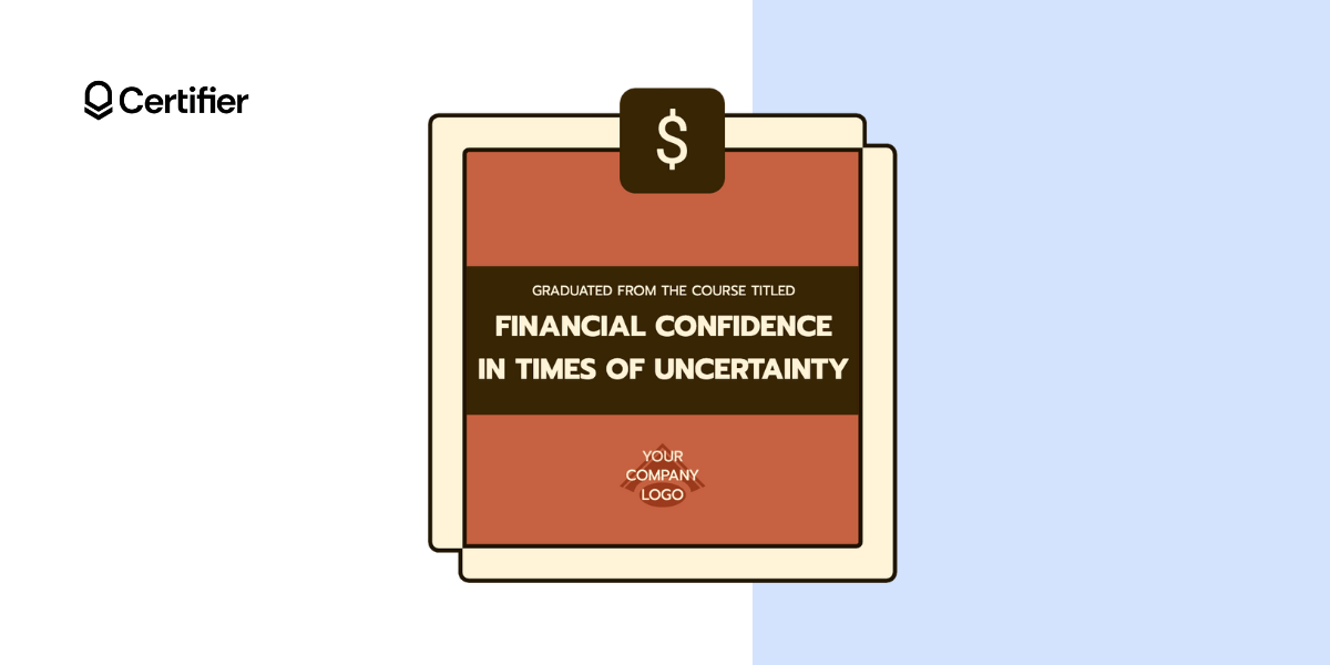 Finance course badge template in brown colors. Finance course badge template in brown colors.