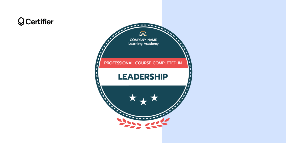Elegant and professional leadership course badge template with red elements from Certifier library. Elegant and professional leadership course badge template with red elements from Certifier library.