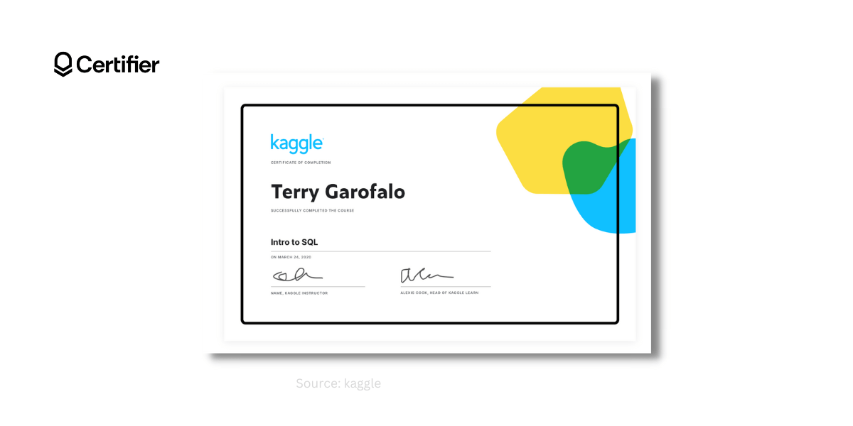 Kaggle course certificate design inspiration. Kaggle course certificate design inspiration.