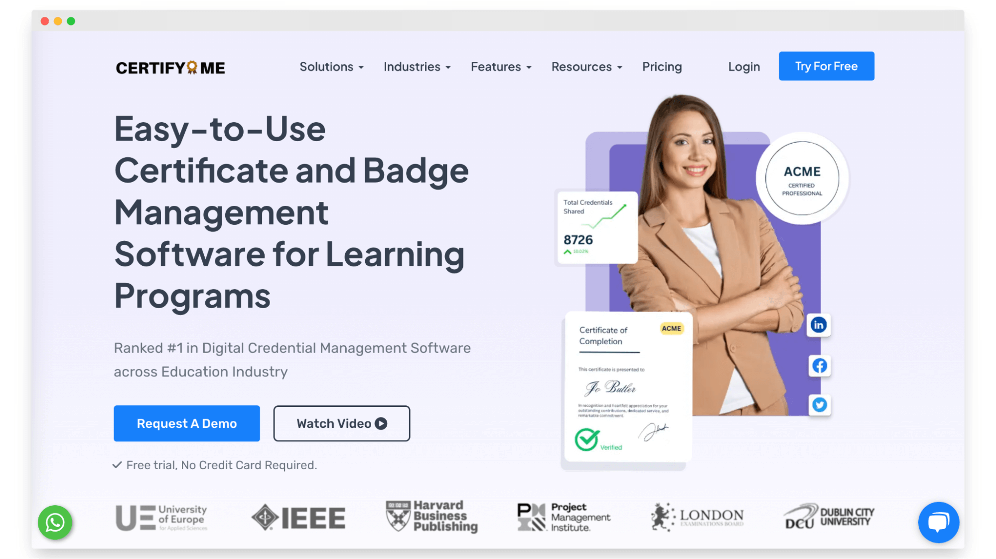 CertifyMe digital credential management. CertifyMe digital credential management.