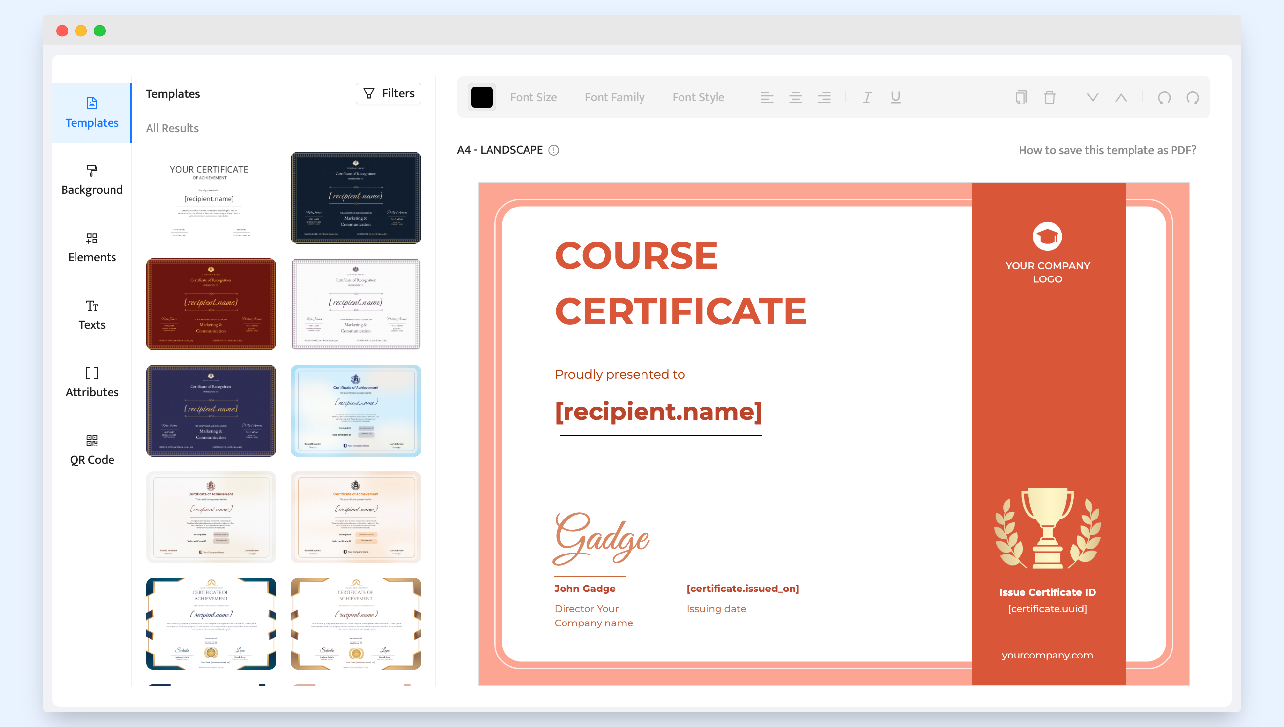 Creating powerpoint certificates with Certifier built-in certificate editor. Creating powerpoint certificates with Certifier built-in certificate editor.