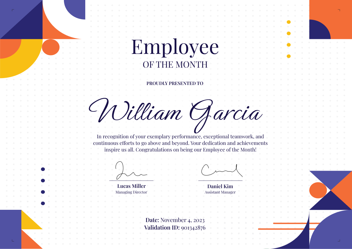 Fresh and editable employee of the month certificate template free