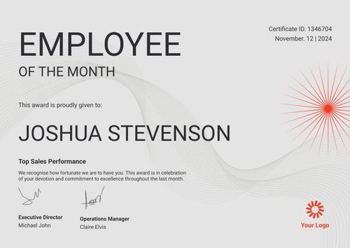 Manager Of The Month Certificate Template