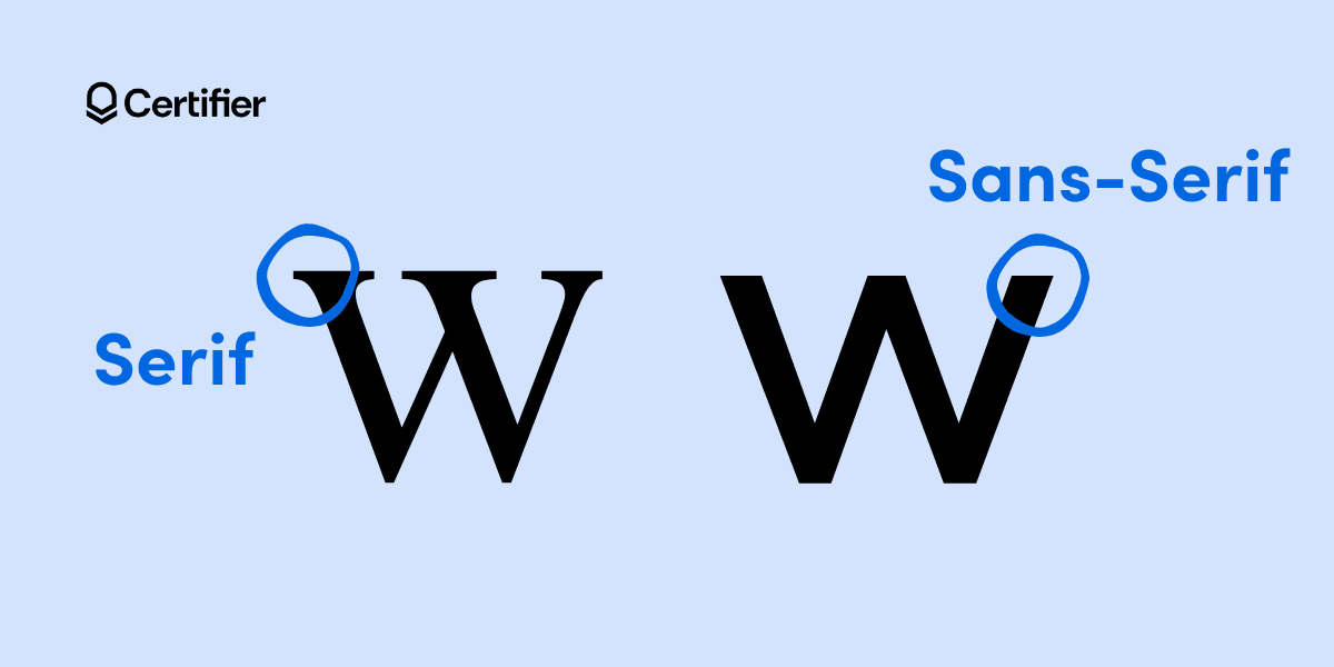 Serif vs. Sans Serif certificate fonts. Serif vs. Sans Serif certificate fonts.